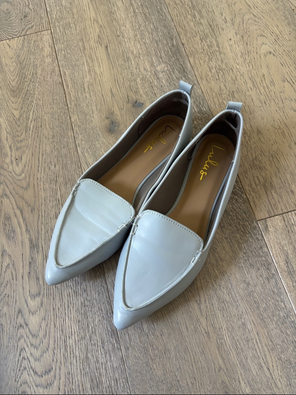 Lulu's Pale Gray Pointed Toe Slip-On Flats